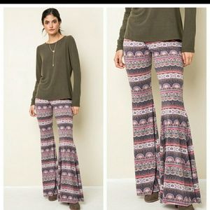 boho pattern bell bottom pants